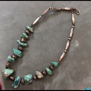 Beautiful Native American Pawn Chunky turquoise & Sterling Choker